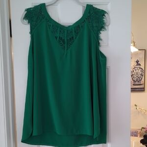 41 Hawthorn Green Lace Accent Blouse